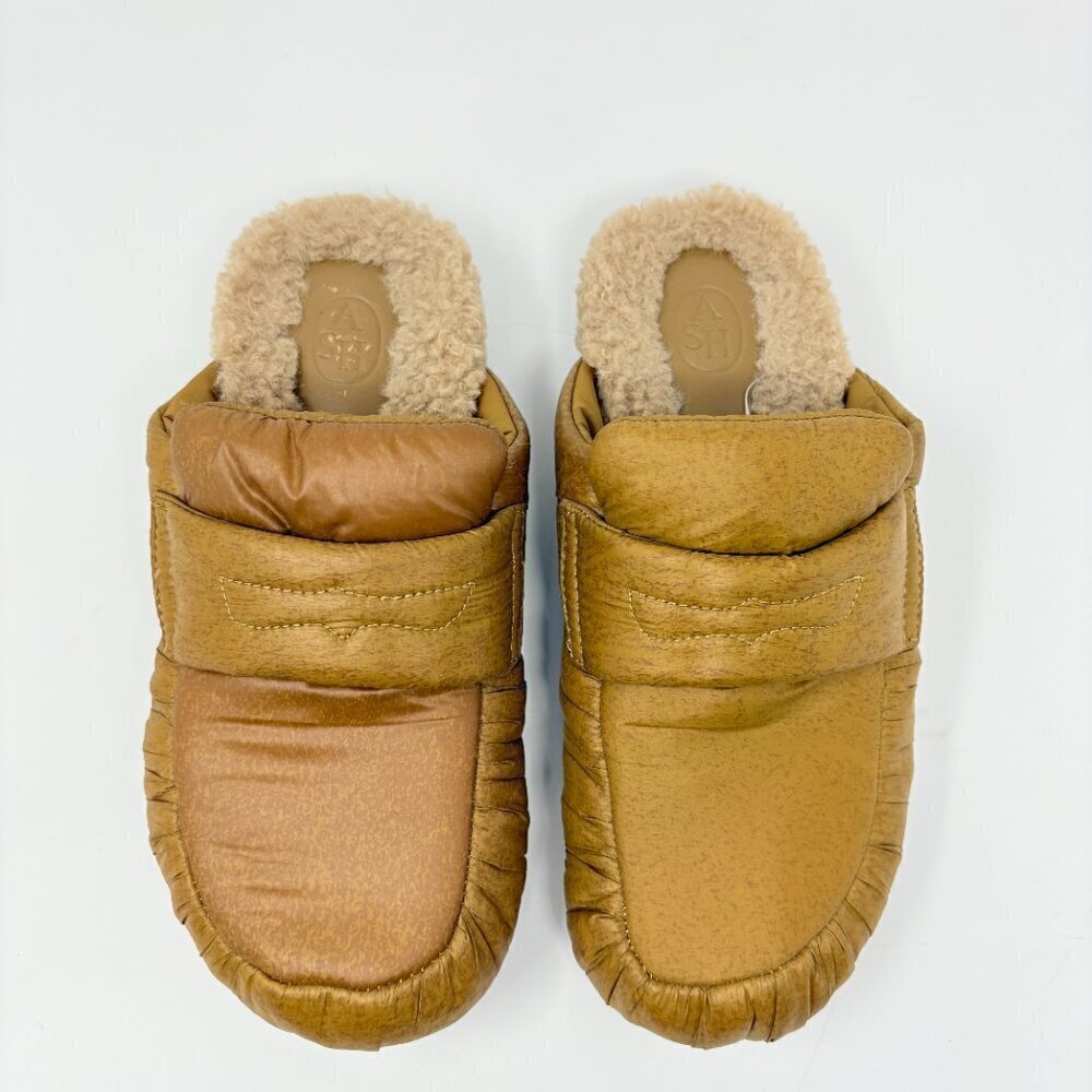 ASH Gong Faux Fur Puff Lined Loafer Mule Shoe Slippers Size 7 | 37